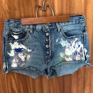 Free People paint splattered shorts